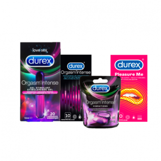 Durex Stimulerend Pakket (Orgasm intense Condoom + Gel -Pleasure me Condooms- Vibrations)