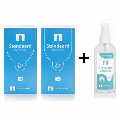 Condoom.nl Standaard Condooms (2 x 12 stuks + Gratis Glijmiddel)