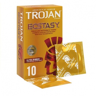 Trojan Ecstasy Ultra Ribbel Condooms (10 stuks )
