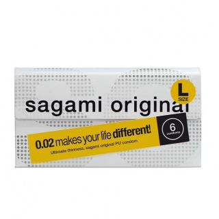 Sagami Original 0.02 - ultradunne latexvrije condooms Maat L (6 stuks)