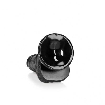 Gebogen Realistische Dildo met Ballen en Zuignap zwart (Ø 4.3cm, 20.5cm)