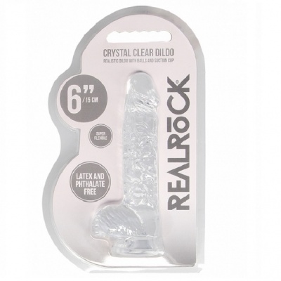 Real Rock – Crystal Clear Realistische Dildo met Ballen (Ø 4cm, 19cm)