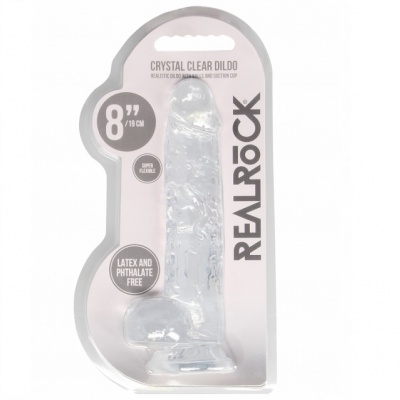Real Rock – Crystal Clear Realistische Dildo met Ballen (Ø 3cm, 15.5cm)
