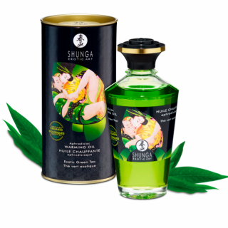 Shunga -Verwarmende Massage Olie 100ml met smaak (Excotic Green Tea)
