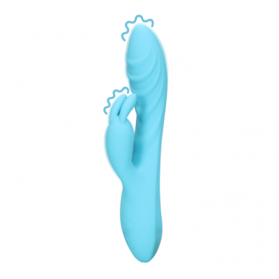 Loveline Silicone Rabbit Vibrator met Ribbels (Glacial Blue)