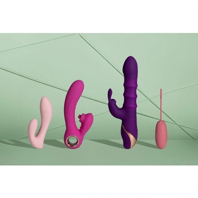 LoveLine – Rabbit vibrator met 3 op-en-neer bewegende ringen (Orchidee Purple)