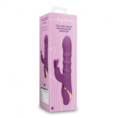 LoveLine – Rabbit vibrator met 3 op-en-neer bewegende ringen (Orchidee Purple)