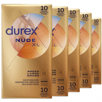 Durex Nude XL Condooms huid-op-huid Gevoel Extra Dun 60mm (latex) (40st + 10st GRATIS)