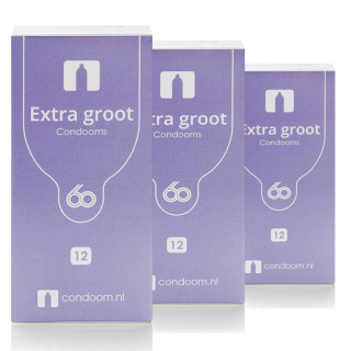 Condoom.nl Extra Groot Condooms 60mm — 2x 12st + 12 Gratis