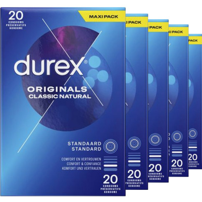 Durex Originals  Classic Natural condooms Maxi Pack (80st +20st GRATIS)