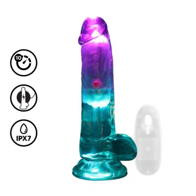 RealRock – Transparante LED Dildo met Afstandsbediening (15cm met ballen)