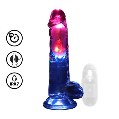 RealRock – Transparante LED Dildo met Afstandsbediening (20cm met ballen)
