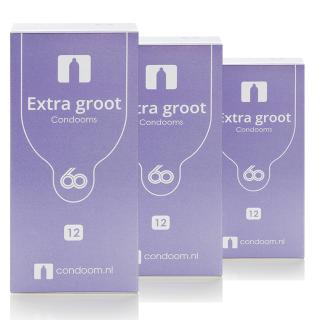Condoom.nl Extra Groot Condooms 60mm — 2 + 1 Gratis
