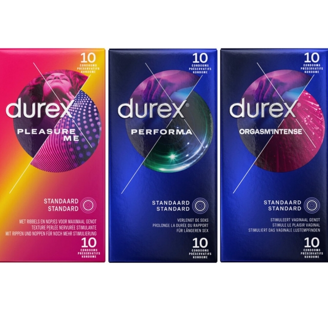 Durex - 30 stuks Condooms - Pleasure Me 10 stuks - Orgasm Intense 10 stuks - Performa 10 stuks - Voordeelverpakking