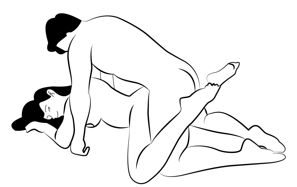 In dit standje lig de vrouw gaat met holle rug een kussen onder haar bekken leggen. Een mooie variatie op reverse Cowgirl en Doggy Style. De man komt op z'n knieën zitten, waarop de man gaat penetreren.